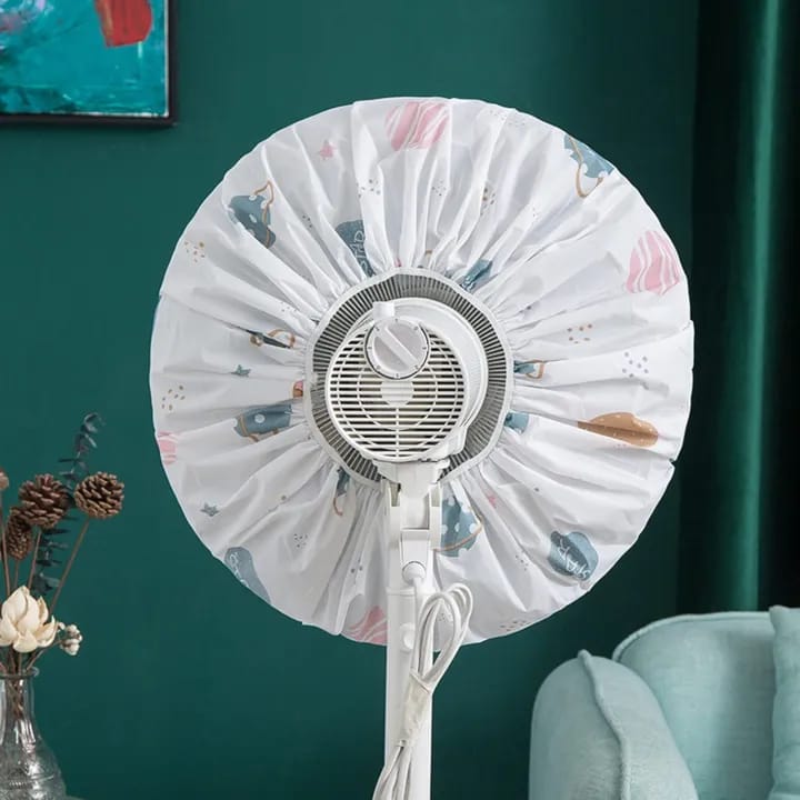 1 Piece Standing Round Fan Dust Cover Safety Shield PEVA Fan Protector Washable Foldable Dustproof, Household Waterproof Dust Cover, Electric Fan Cover, Round Shape (Pattern May Vary) - image 2