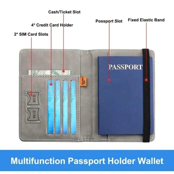 Passport Holder, Passport Cover with Credit Card Slot and BoardingPass Slot Bi-Fold Passport Wallet Case Book Travel Must Have, PU Leather-Combo Unisex - image 3