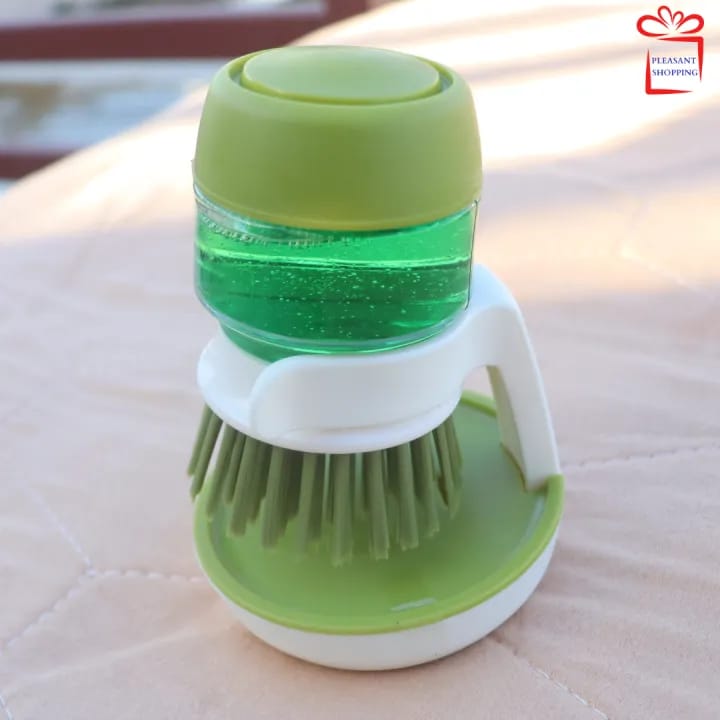 Booster Palm Scrub Dish Brush with Washing Up Liquid Soap Dispenser Storage Stand - image 5