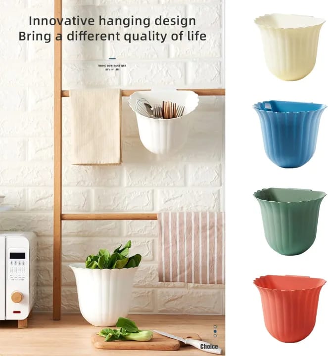 Pack of 1 Piece Hanging Trash Can, Wall Mounted Trash Can Basket Holder, Under Kitchen Sink, Hanging Waste Bin for Cabinet Bedroom Bathroom - image 3