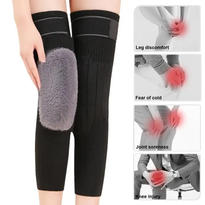 Winter Knee Warmer with Strap – Thick Fur-Lined Knee Sleeves for Men & Women | Stretchable, Long, Adjustable Knee Warmers for Comfort & Warmth 1 Pair - image 2