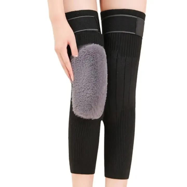 Winter Knee Warmer with Strap – Thick Fur-Lined Knee Sleeves for Men & Women | Stretchable, Long, Adjustable Knee Warmers for Comfort & Warmth 1 Pair - image 4