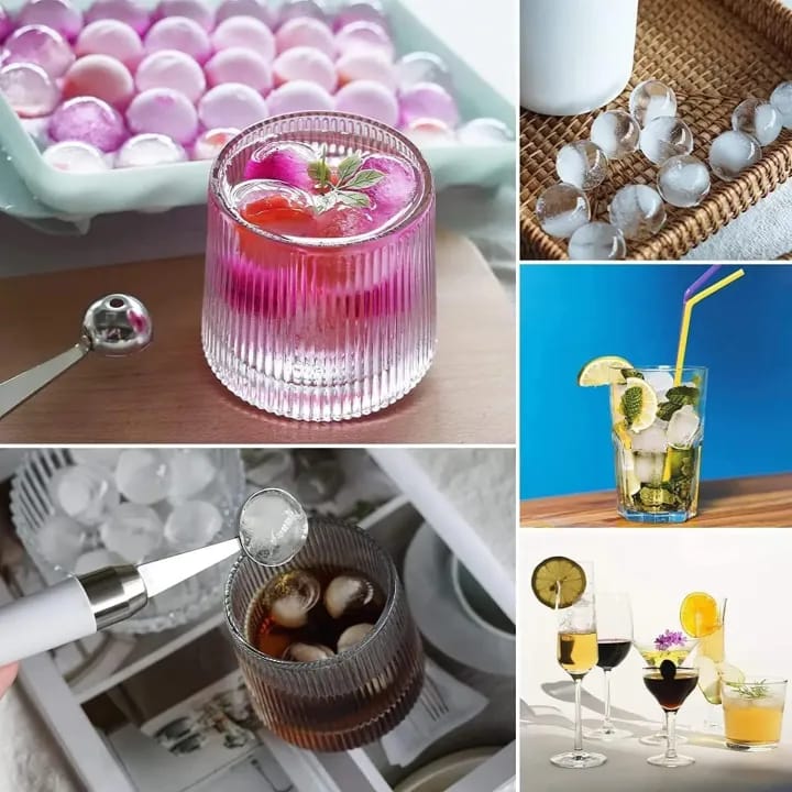 Pack of 1 piece Plastic Mini Round Ice Cube Tray with Lid, Ball Maker for Fresh Juice, Mocktails, Whiskey, Cocktails, Tea & Coffee 33 Cavity, Easy Release Stackable in Freezer - image 4