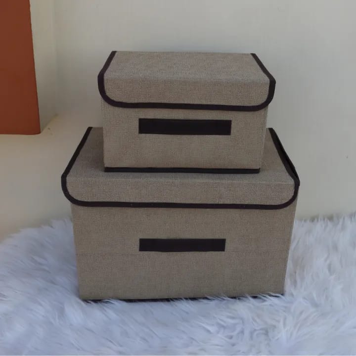 2 in 1 Decorative Storage Boxes with Lids, Collapsible Storage Bins with Lids, Foldable Fabric Storage Baskets Closet Organizer for Home Bedroom Office - image 5