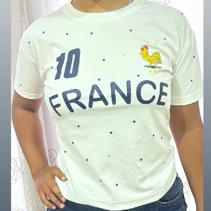 Customized France Mbappe Rhinestones Female White Crop Tee - image 1
