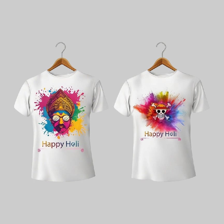 Friends Combo Happy Holi Tshirts (Set Of 2 Pcs) | Happy Holi Tshirts | L & XL