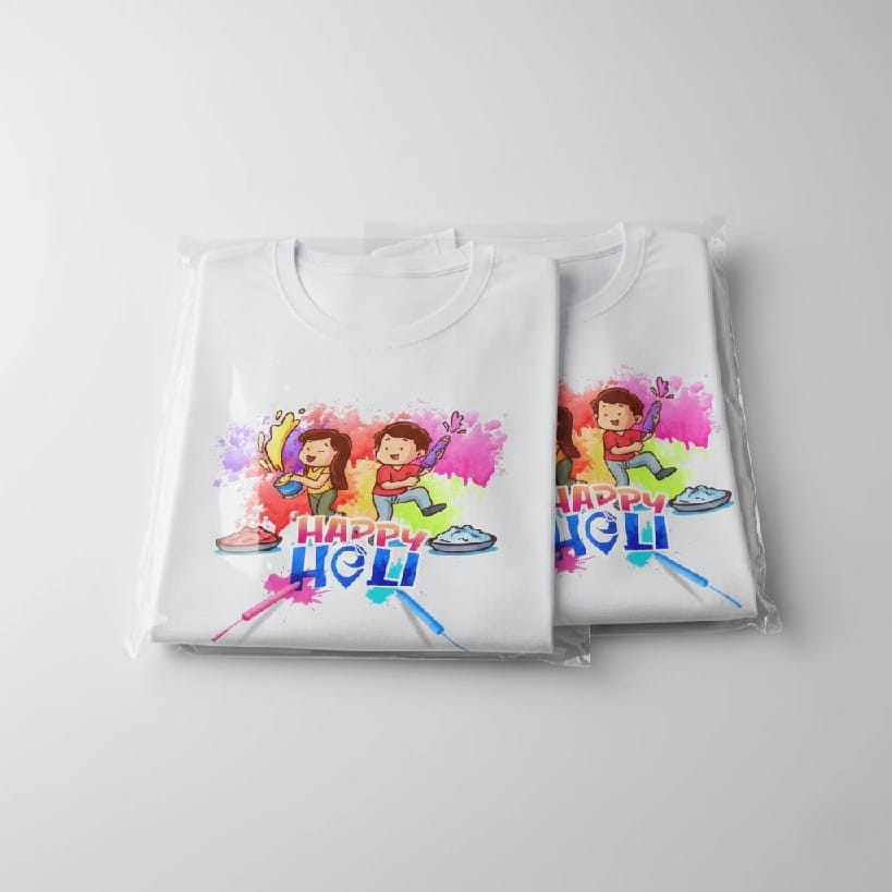 Kids Combo Happy Holi Tshirts | Happy Holi Color Splash Kids T-Shirt | Set Of 2 - image 2