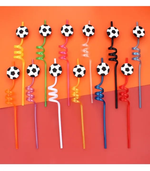 4pcs Reusable Spiral Plastic Straws Soccer Theme Home Party Straws Christmas Birthday Party Decoration Beach Parties Supplies - image 2
