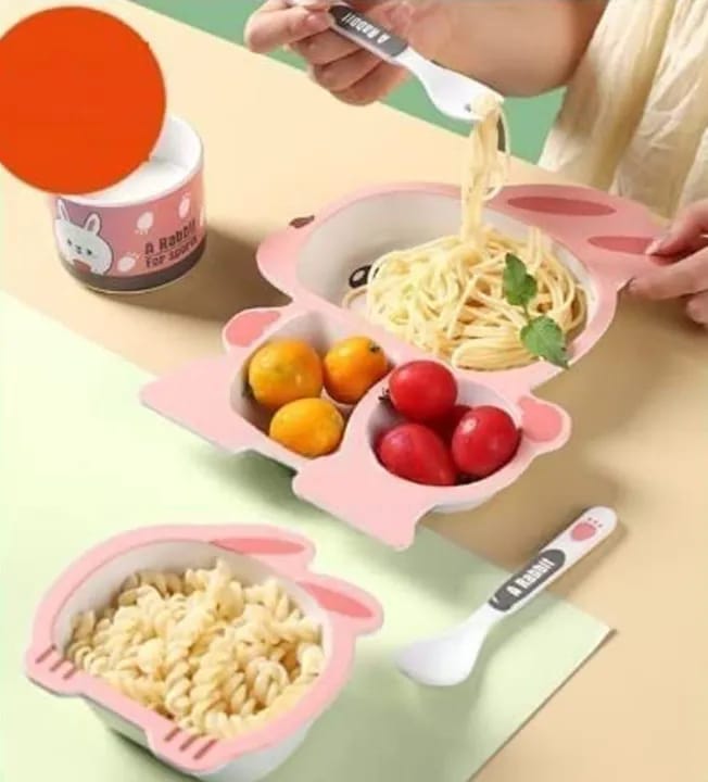 Sevia Bamboo Baby Tableware Set Eco Friendly Baby Penguin Shape Bamboo Fiber Dinner Set for Weaning Toddlers/Kids, Set of Plate Bowl Cup Fork and Spoon/Baby Feeding Utensils for Kids - image 3