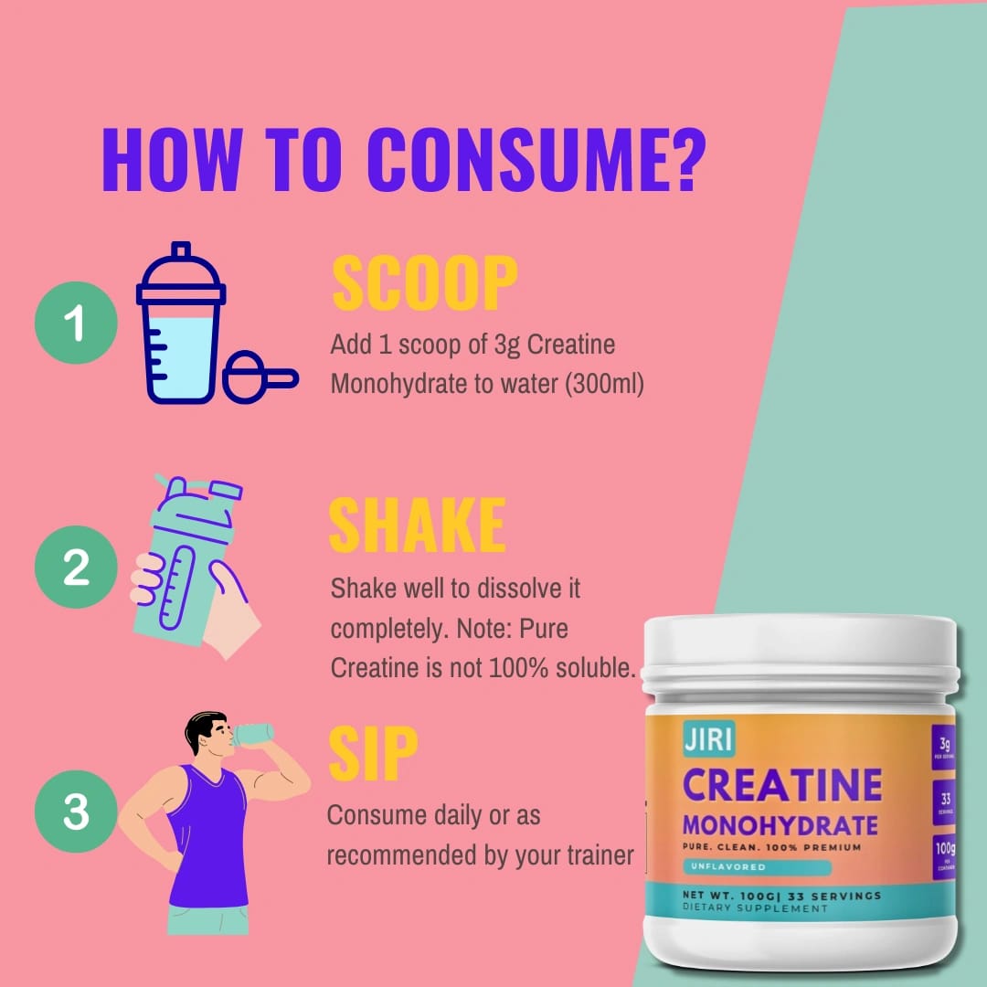 Jiri Nutrition Creatine Monohydrate, Unflavored, 100g - image 4