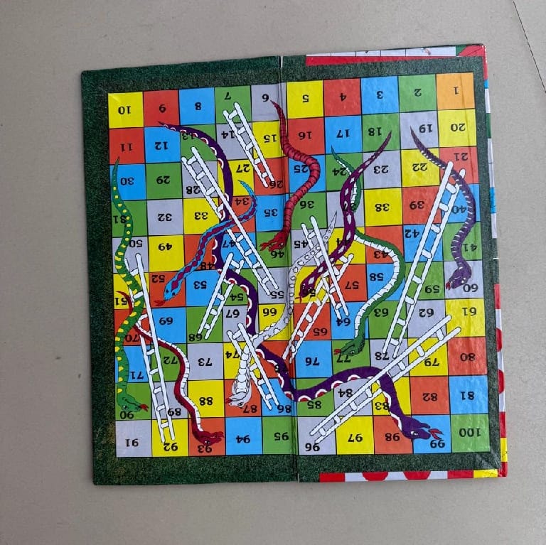 Sajha24 Fun For The Whole Family 2 In 1 Classic Ludo And Snake Ladder Board Game Board With Dice - image 2