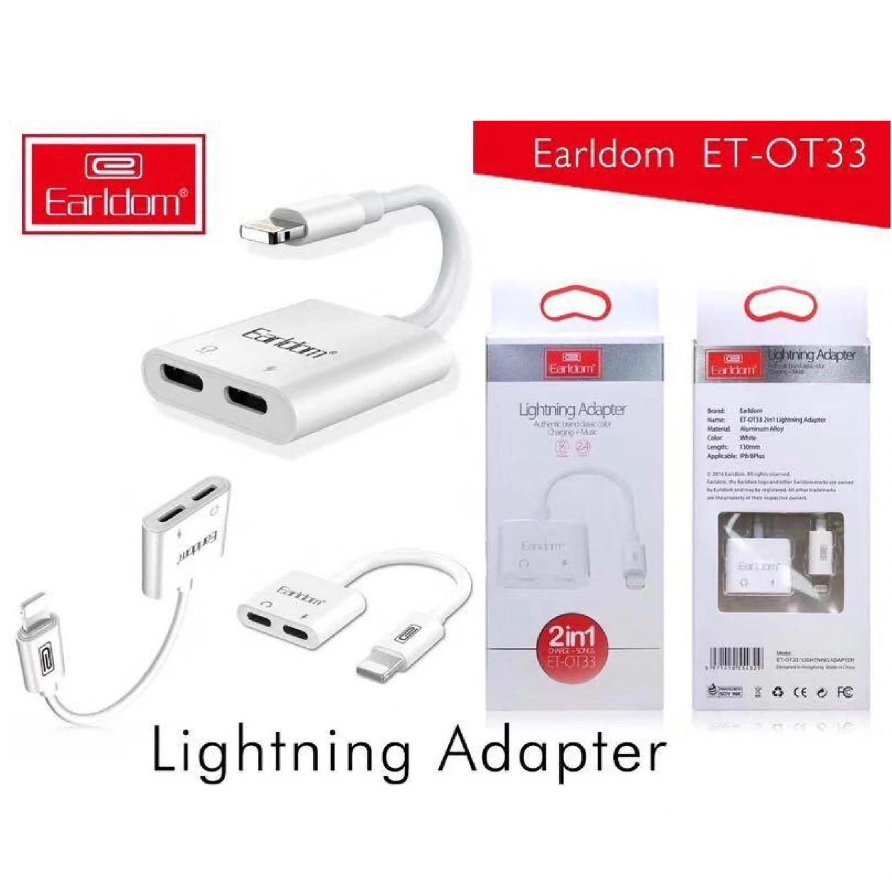 Sajha24 Earldom ET-OT33 2-In-1 Audio Adapter Audio Splitter Support Charging, Music, Call, Volume Control - image 1