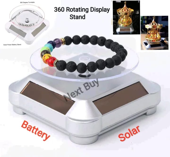 Solar Powered Rotating Jewellery Ring Bracelet Mobile Phone Watch Display Stand | Auto Rotating Jewellery Display Stand - image 1