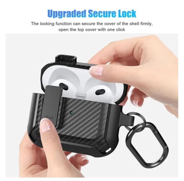 Hard Case Cover with Lock and Keychain For Airpods 3 - image 2