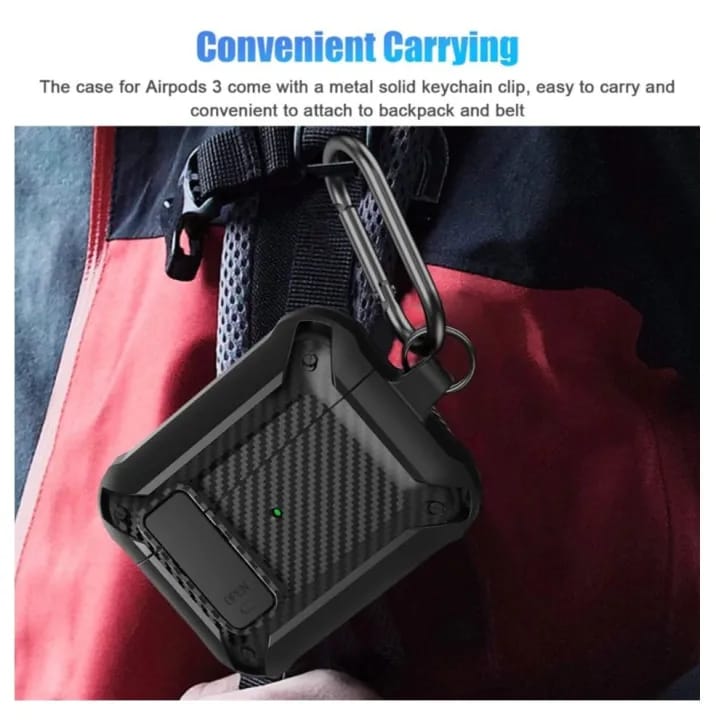 Hard Case Cover with Lock and Keychain For Airpods 3 - image 3