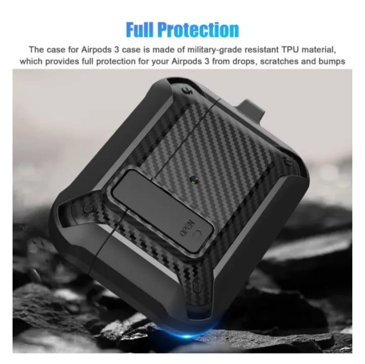 Hard Case Cover with Lock and Keychain For Airpods 3 - image 4
