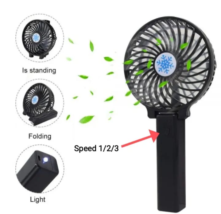 Mini Handy Foldable Portable Cooling Fan With Usb Rechargeable - image 2
