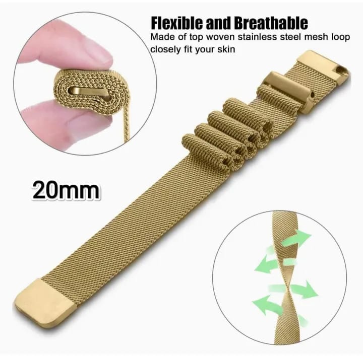 22mm Stainless Steel Magnetic Band Compatible For Smart Watch - Gold - image 3