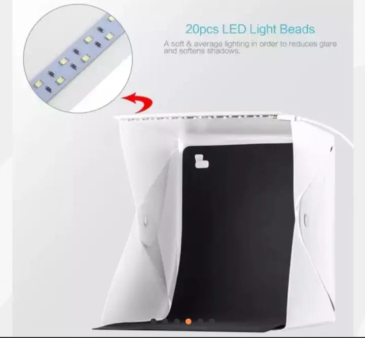 30cm X 30cm LED Folding Lightbox Photo Studio LED Desktop Studio Portable Photography Lightbox Back round 2 Colours Black and White - image 3