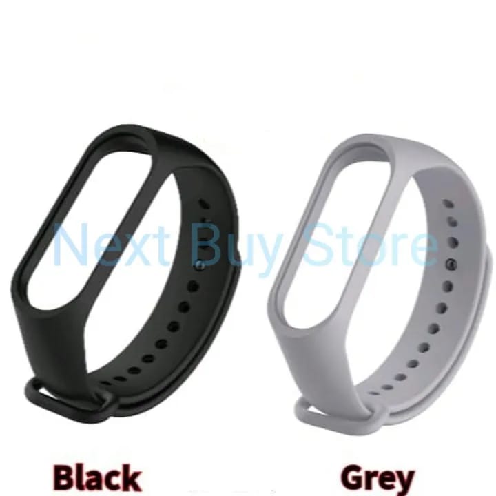 Buy 1 Get 1 Free MiBand 3 and 4 Silicone Strap ( Black + Grey ) - image 1