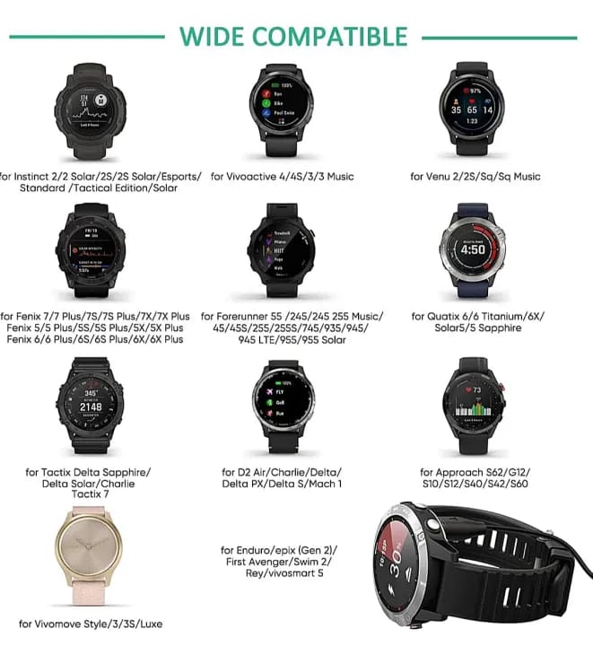 USB Charger Charging Cable for Garmin Vivoactive 3 4 4S/Fenix 5 5S 5X 6 6X/Quatix 5/Forerunner 935/Approach S60 X10/Vivo sport/Vivo move 3 3S LUXE - image 3