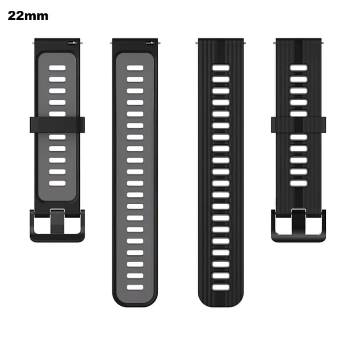 22mm Quick-Release Sports Silicone Band For Smart Watch -Black - image 2