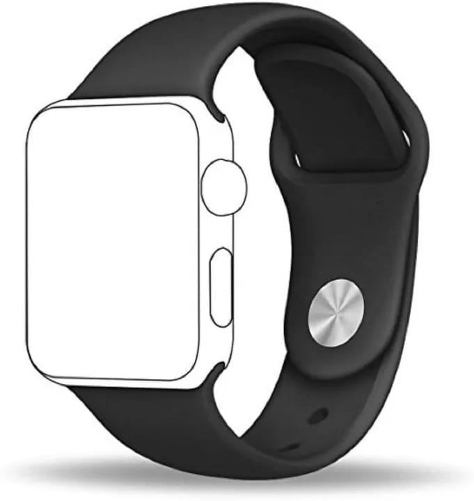 42Mm & 44Mm Soft Silicone Replacement Strap for Apple Watch ( Black ) - image 2