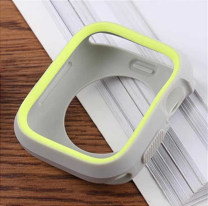 Shock Proof Scratch Case For Apple Watch Series 4/5 & 6-44mm -White and Green Border - image 3