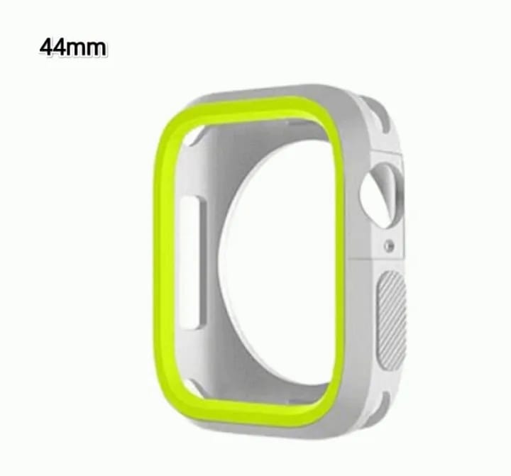 Shock Proof Scratch Case For Apple Watch Series 4/5 & 6-44mm -White and Green Border - image 2