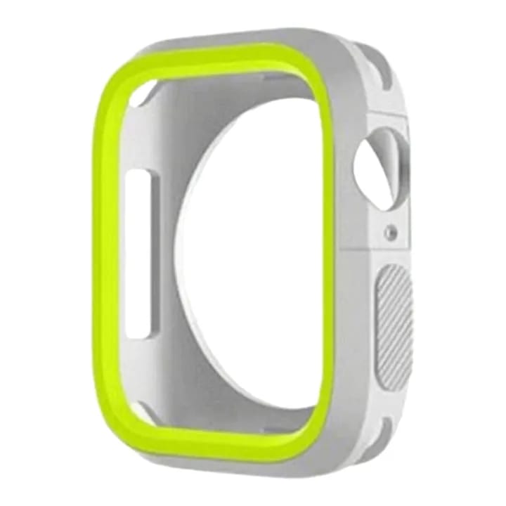Shock Proof Scratch Case For Apple Watch Series 4/5 & 6-44mm -White and Green Border - image 1