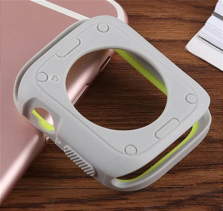 Shock Proof Scratch Case For Apple Watch Series 4/5 & 6-44mm -White and Green Border - image 4