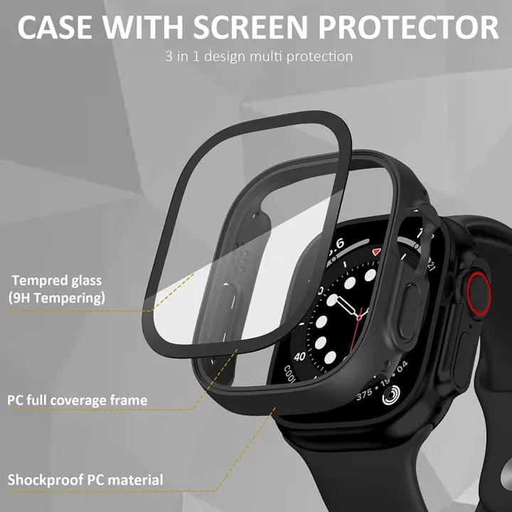 Hard PC Case Compatible with Apple Watch Ultra 49mm with 9H Tempered Glass Screen Protector, Full Coverage - image 2
