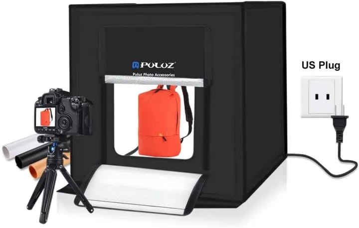 PULUZ Photo Studio Light Box Portable 60 x 60 x 60 cm Light Tent LED 5500K Mini 60W Photography Studio Tent Kit with 3 Removable 6 Colour Backdrop - image 2