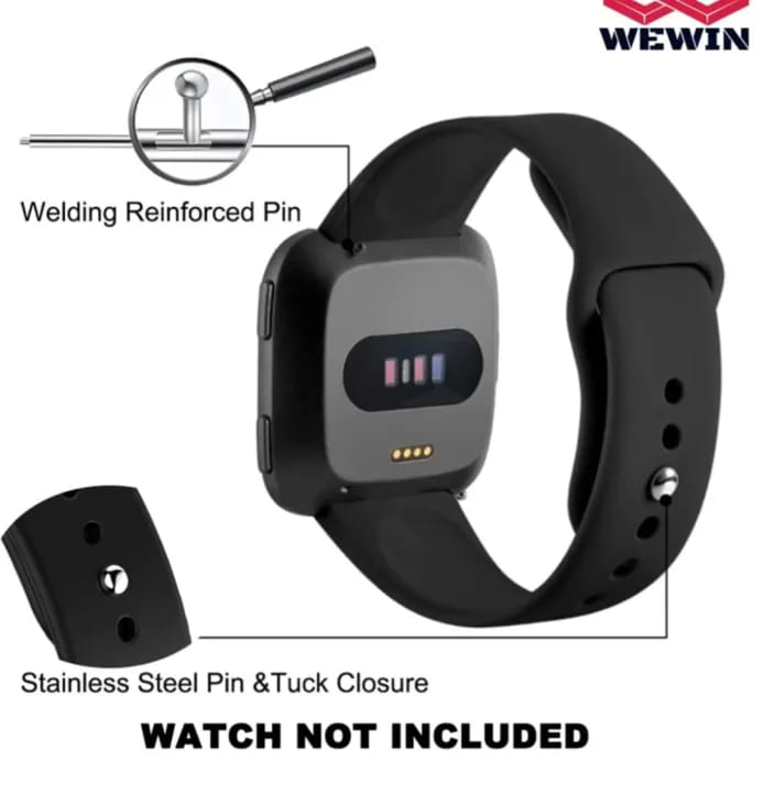 Silicone Bands for Fit bit Versa 2 and Versa Lite -Black - image 3