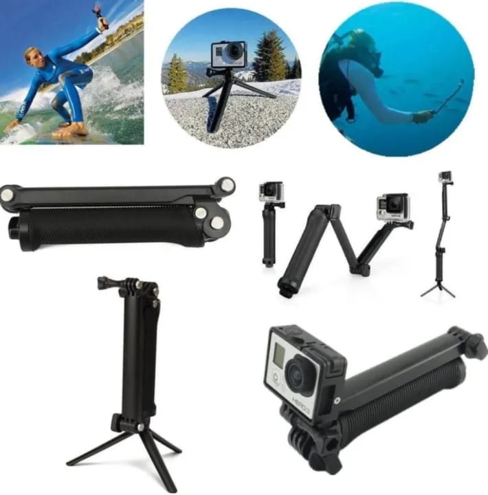 3 Way Grip Waterproof Selfie Stick Tripod Go Pro Hero 8 7 6 5 4 Session and Action camera - image 4
