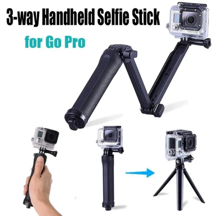 3 Way Grip Waterproof Selfie Stick Tripod Go Pro Hero 8 7 6 5 4 Session and Action camera - image 3