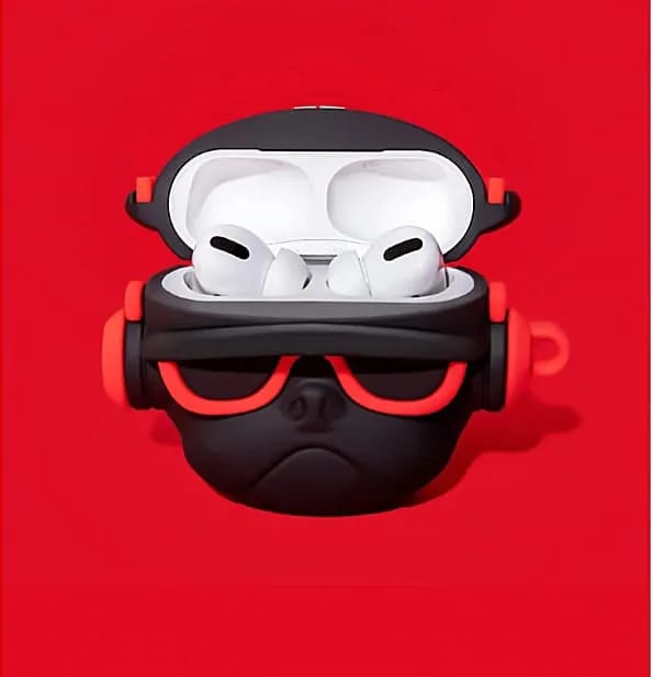 Silicone 3D Cute Animal Bulldog For AirPods Pro 2 -Red - image 4