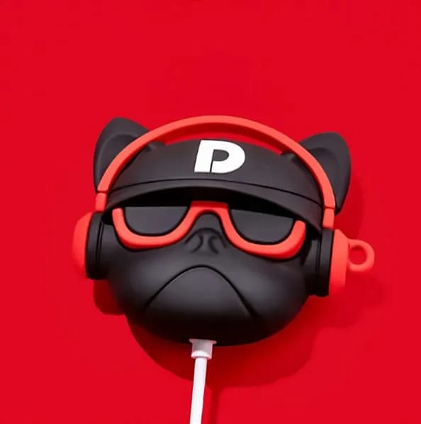 Silicone 3D Cute Animal Bulldog For AirPods Pro 2 -Red - image 3