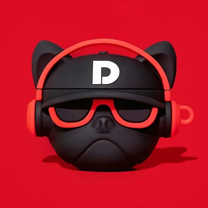Silicone 3D Cute Animal Bulldog For AirPods Pro 2 -Red - image 1