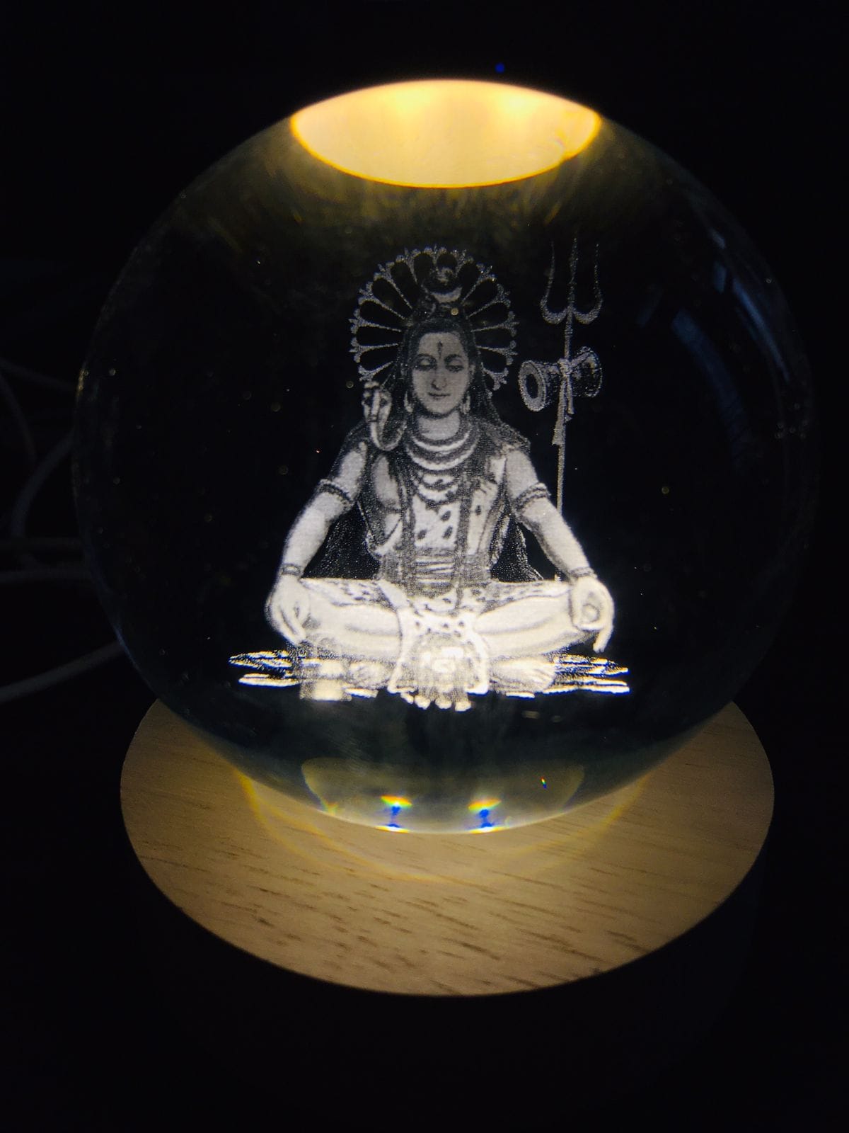 3D Decor Crystal Ball LED Night Light - Lord Shiva - image 2
