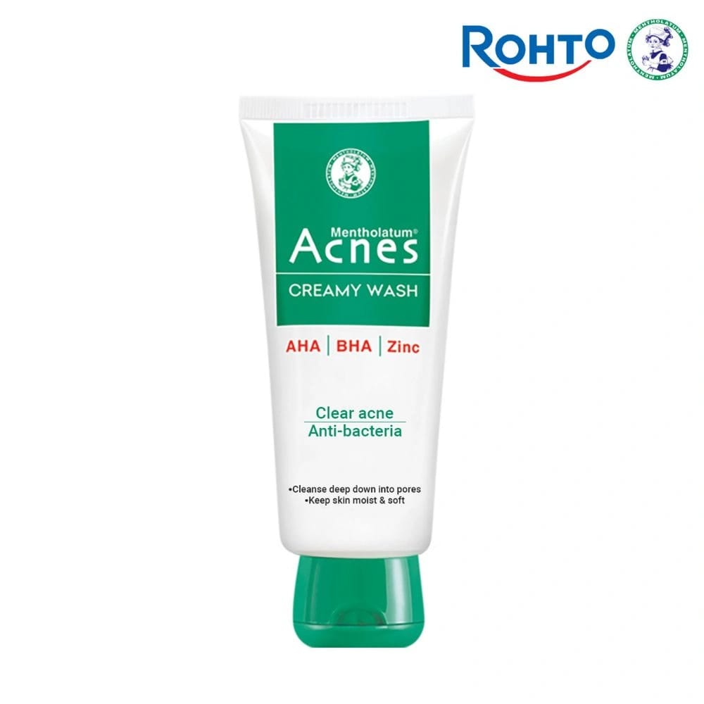 Rohto Mentholatum Acnes Creamy Face Wash For Acne And Pimple Treatment 100g - image 1