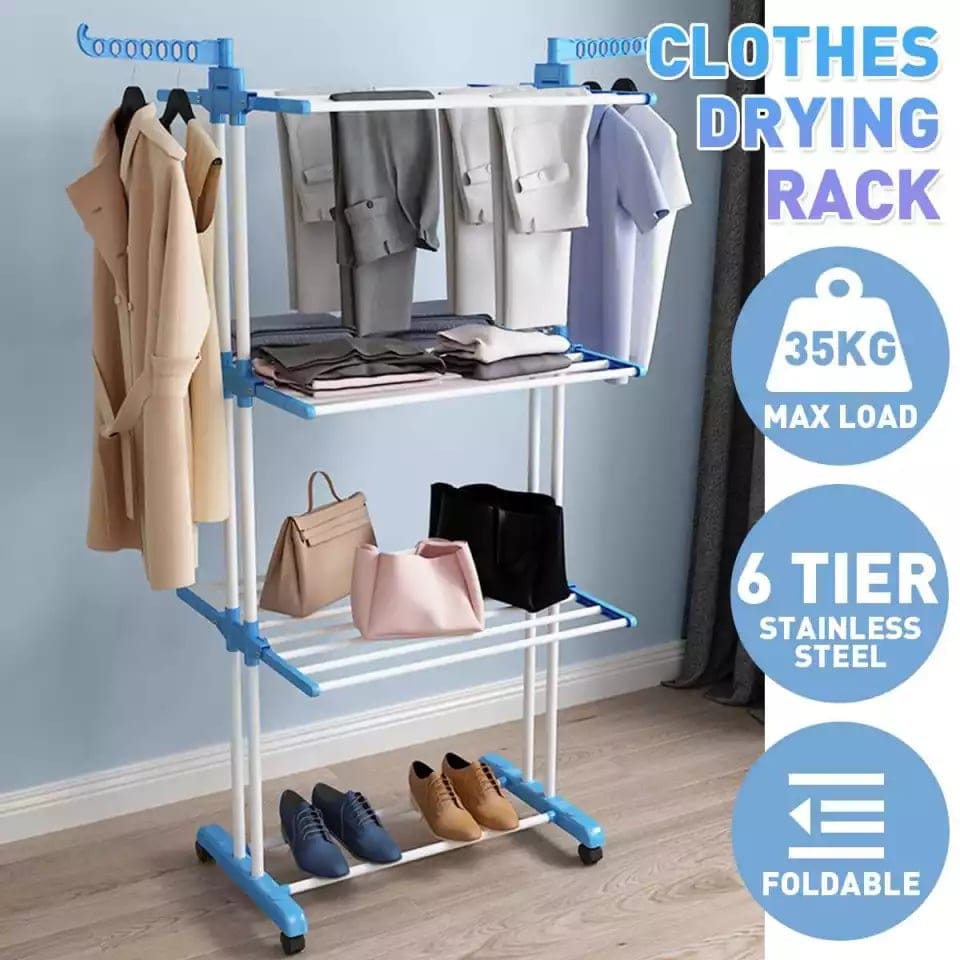 Heavy Duty Stainless Steel Double Pole Foldable Cloth Dryer/Clothes Drying Stand / by shreena online store - image 1