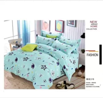 4 pieces Jeans Cotton Bed Sheet With 2 Pillow Cover And 1 Blanket Cover- King Size - image 1