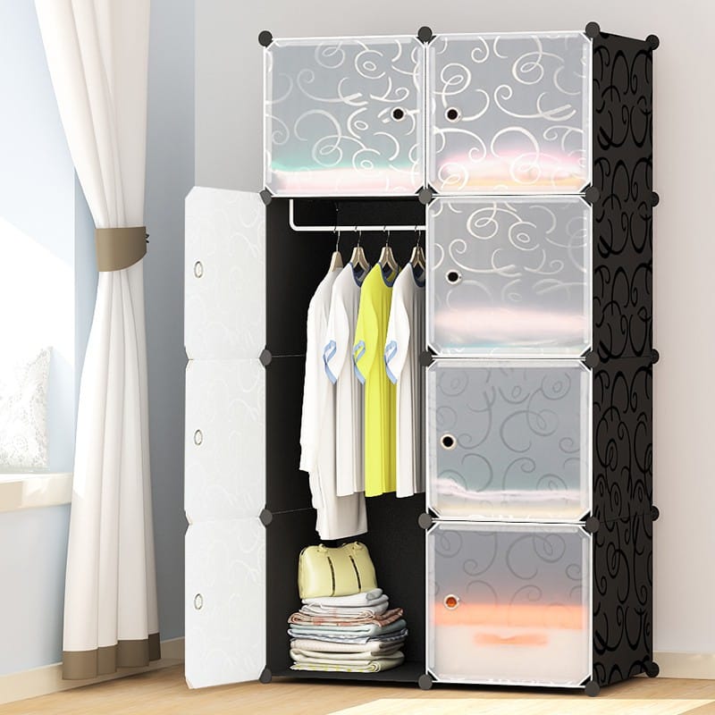 Diamond Grade Diy Portable Closet Wardrobe Bedroom Storage Organizer With Doors 8 Cubes(Color May Vary) - image 3