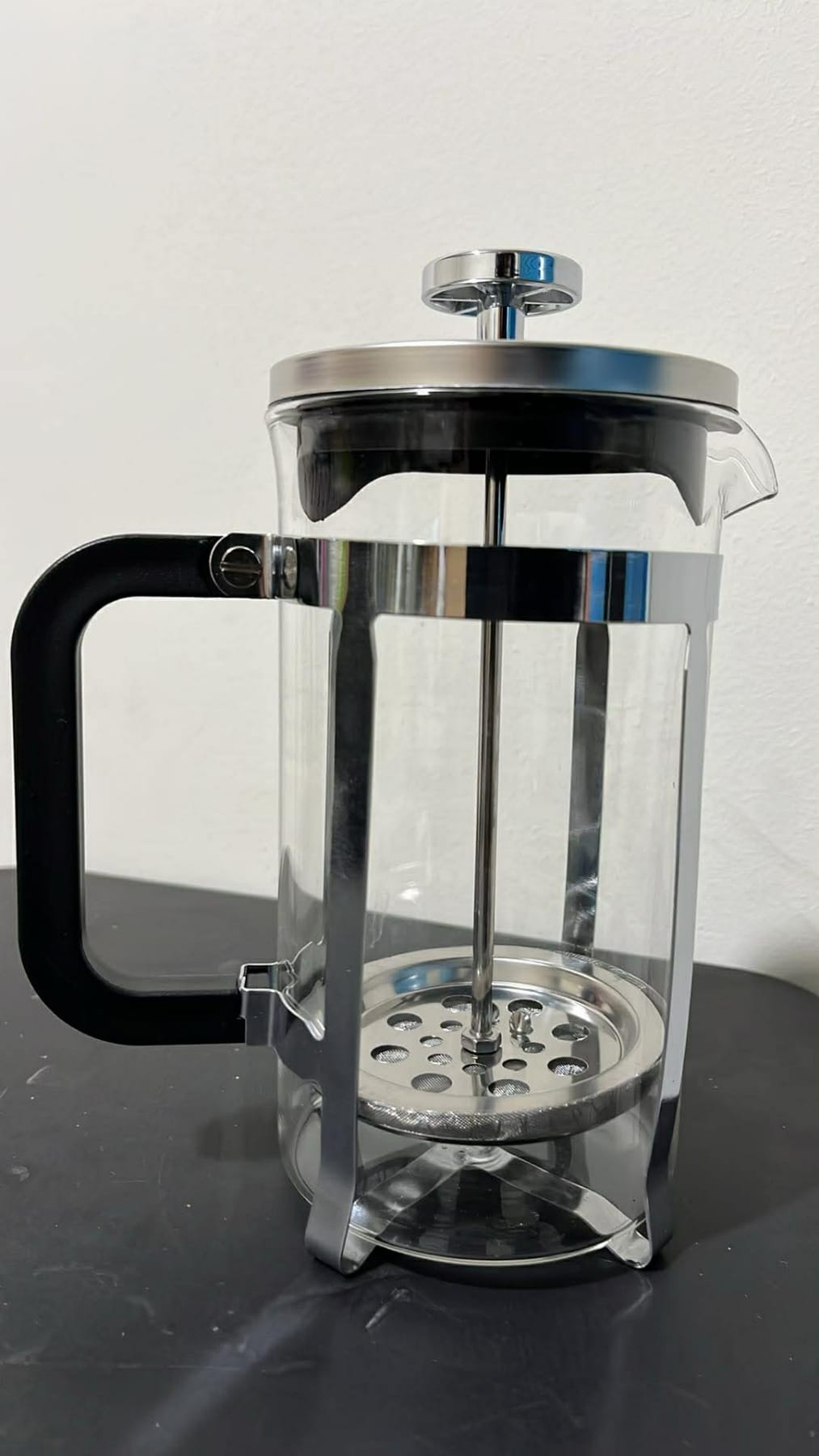 French Press Coffee Maker 600ml | Glass & Stainless Steel Coffee Press | Manual Coffee Brewer | Silver Transparent - image 1