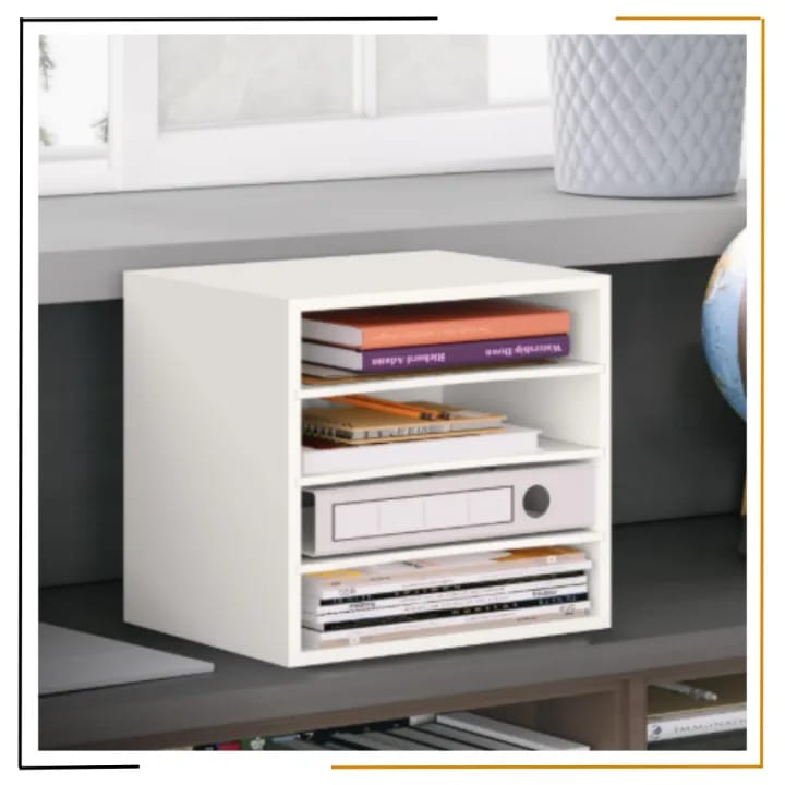 Miracles 4-Tier Desk Organizer Shelf (35x23x25cm) | Multi-Layer Storage Rack for Books, Files & Stationery | Compact Minimalist Design | Made in Nepal - image 1