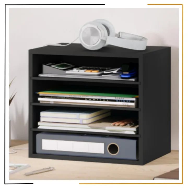 Miracles 4-Tier Desk Organizer Shelf (35x23x25cm) | Multi-Layer Storage Rack for Books, Files & Stationery | Compact Minimalist Design | Made in Nepal - image 3