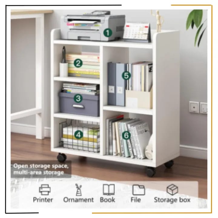 Miracles Office Storage Rack with Wheels | 60x24x66cm | Multipurpose Organizer for Home & Office | Durable Laminated Board | Made in Nepal - image 1