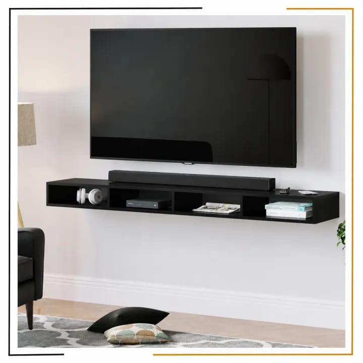 Miracles NESTORA Wall Mounted Floating TV Cabinet 150x25x25cm | Modern Wooden TV Shelf with Storage Compartments | Entertainment Unit for Living Room - image 1