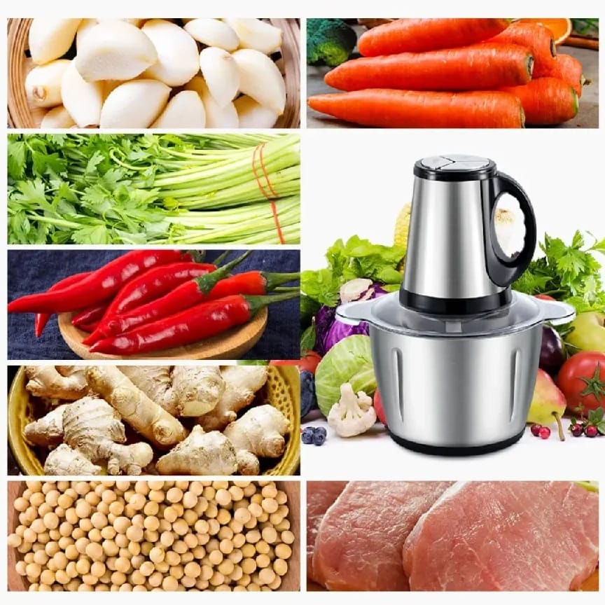 Silver Crest 3L Electric Meat Grinder And Food Chopper | 500W 100% Copper Motor | 3-Speed Stainless Steel Food Processor For Keema, Masala, Vegetables And Garlic | 4-Blade Mincer Machine - image 5